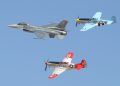 Heritage Flight, F-16 and two P-51s