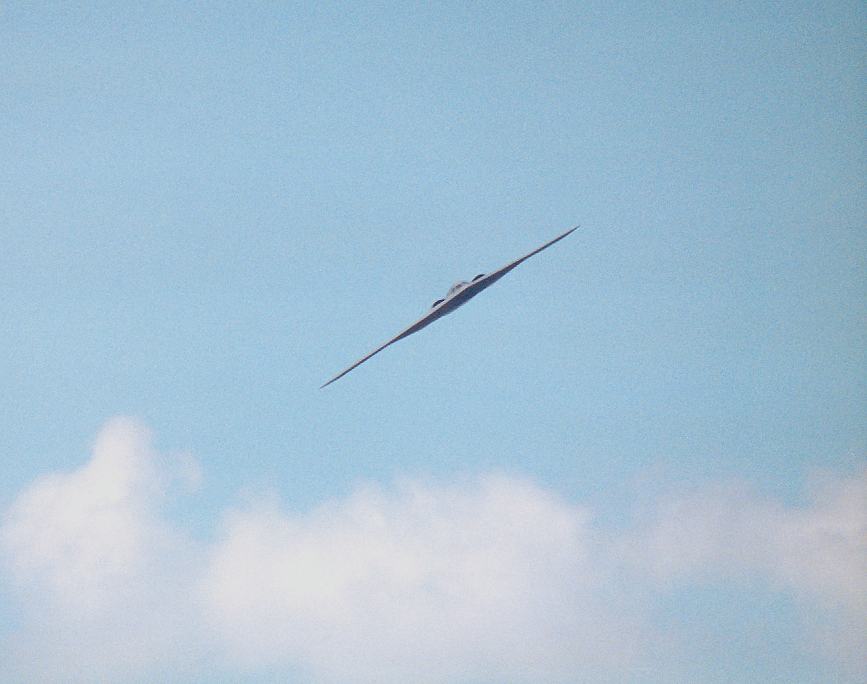 B2 approaching with blue sky behind