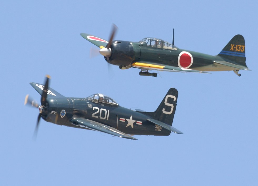 F8F Bearcat and Mitsubishi Zero