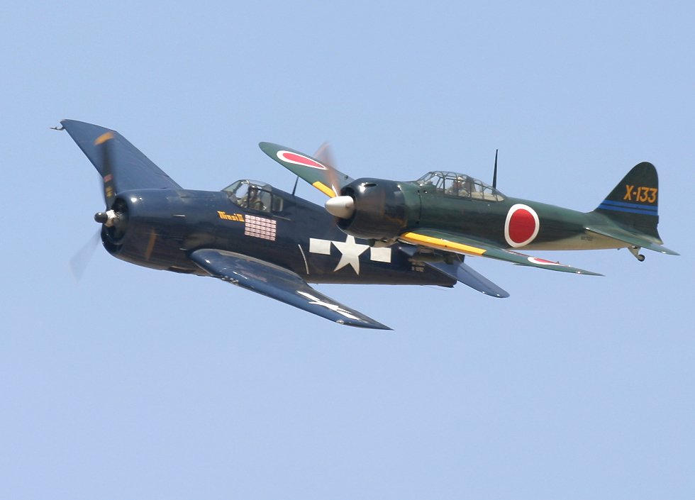 F6F Hellcat and Mitsubishi Zero