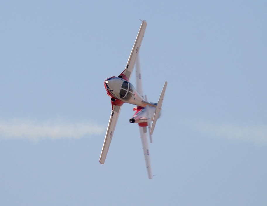 The Canadian Air Force Snowbirds jet display team head-on pass