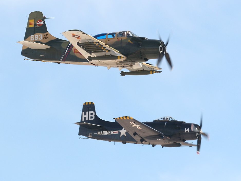 two A-1 Skyraiders in formation