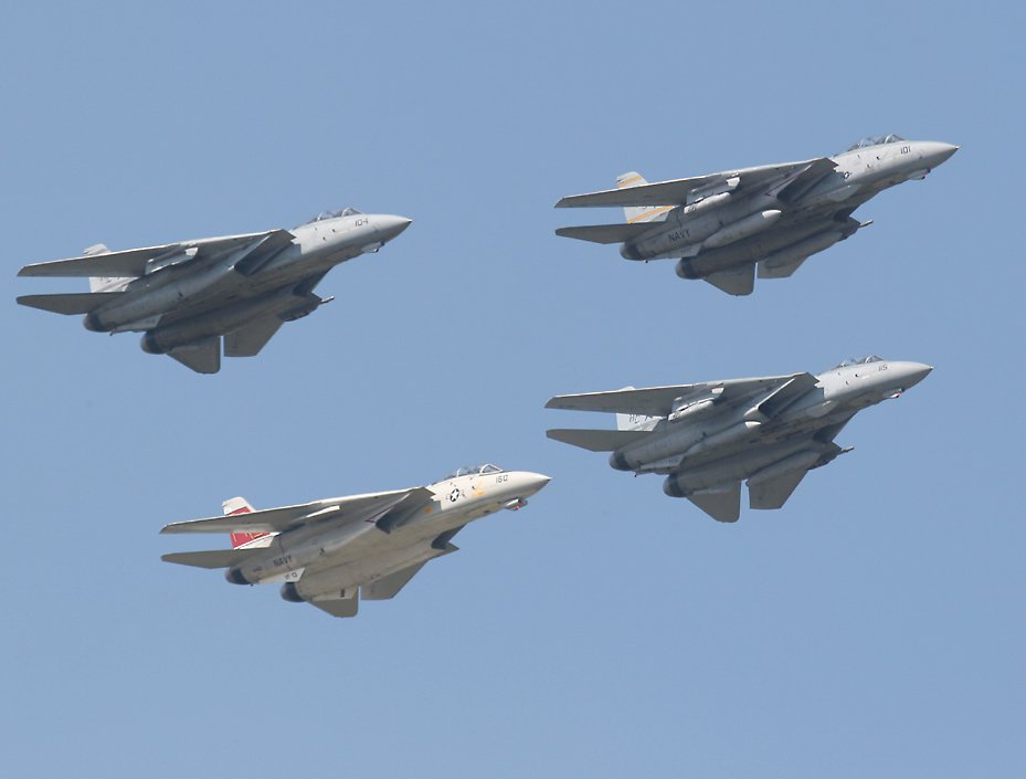 four F-14 Tomcats in formation