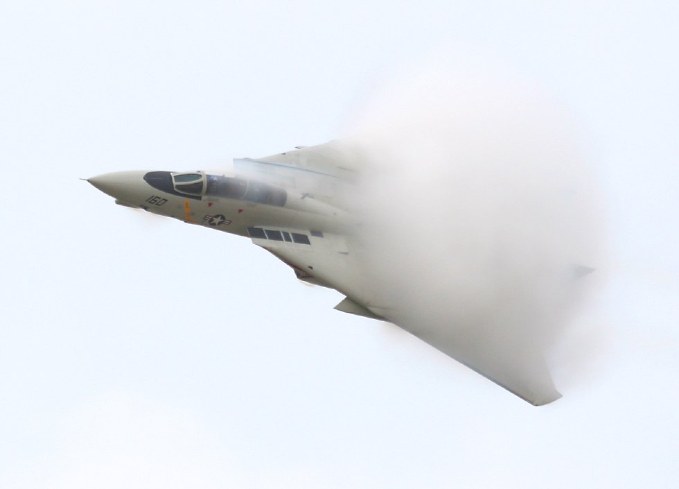 retro F-14 Tomcat with vapor cloud