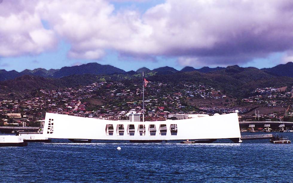 USS Arizona memorial from the USS Missouri