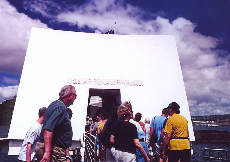 people entering the USS Arizona memorial