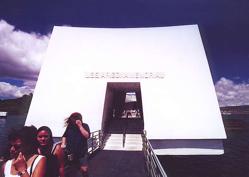 people leaving the USS Arizona memorial