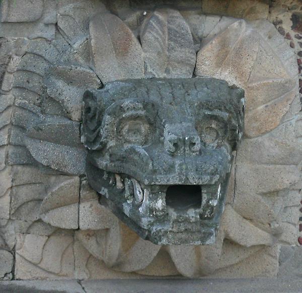 stone carving on the Temple of Quetzalcoatl