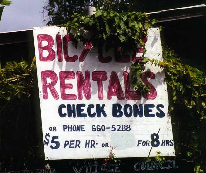 'check bones' bicycle rentals