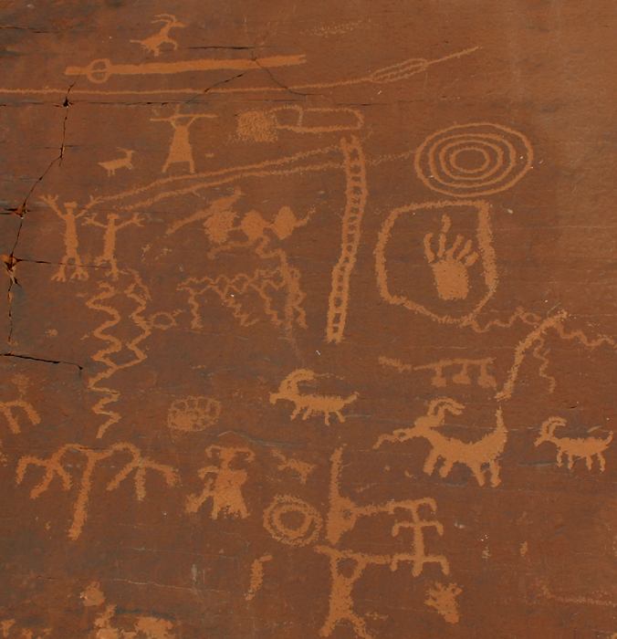 Atlatl Rock petroglyphs   (click here to open a new window with this photo in computer wallpaper format)