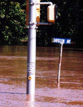 flooded Push Button For Walk Signal at Davidson Ave.