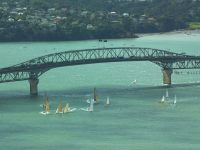 Auckland harbour bridge photographed in January of 2003 from the Sky Tower using a Canon D60 digital camera and Canon 100-400mm image stabilized lens