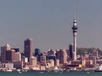 Auckland skyline with Skytower (highest structure in the Southern Hemisphere)
