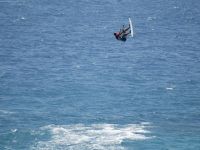 kiteboarder photographed off the island of Wayalailai in Fiji in December of 2002 using a Canon 1Ds camera and Canon 100-400mm image stabilized lens