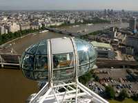 Looking East from the top of the London Eye (photographed July 2002 using a Canon D60 and Sigma 15-30mm lens)