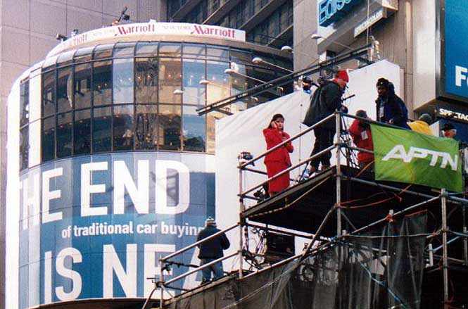 TV reporter about to be filmed