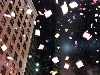 closeup photo of falling confetti